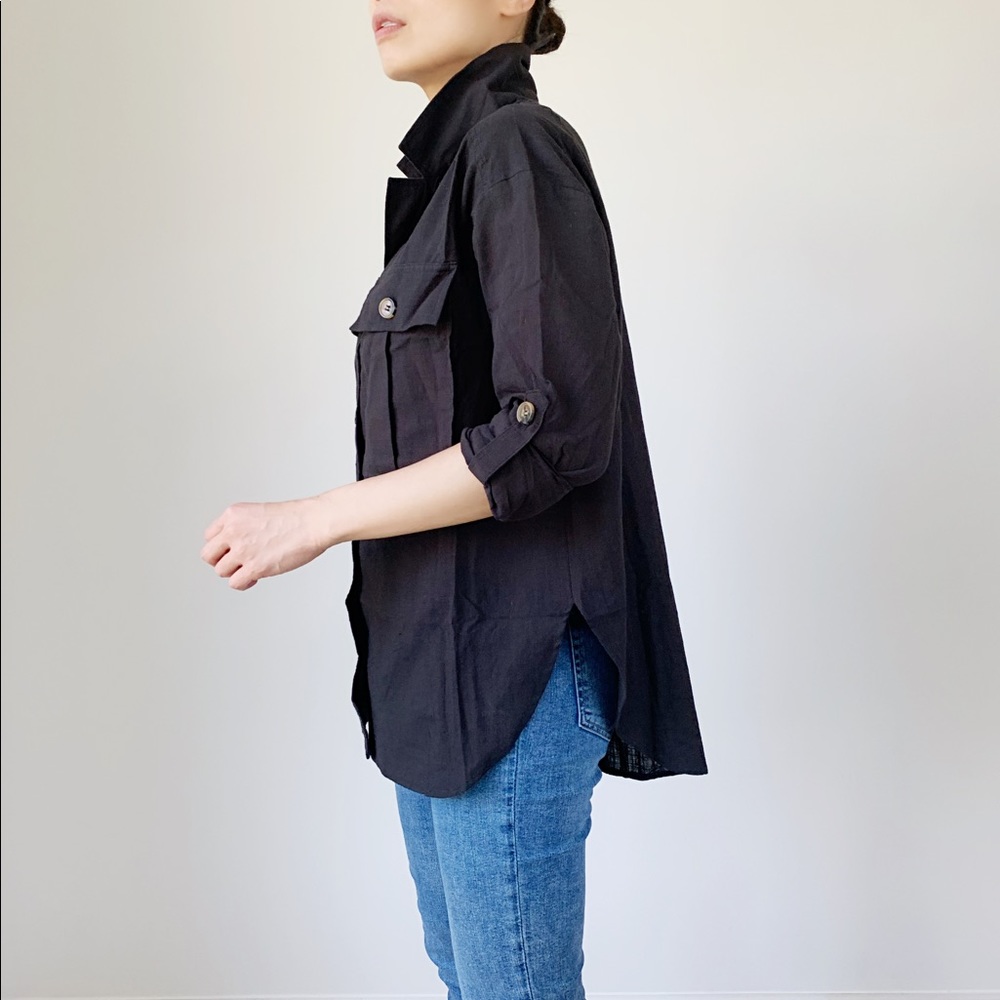 Stylish Black Utility Shirt with Functional Pockets - Picture 6 of 7